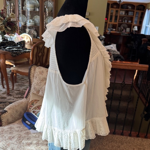 Anthropologie White Ruffled Sleeveless Top - Picture 2 of 4